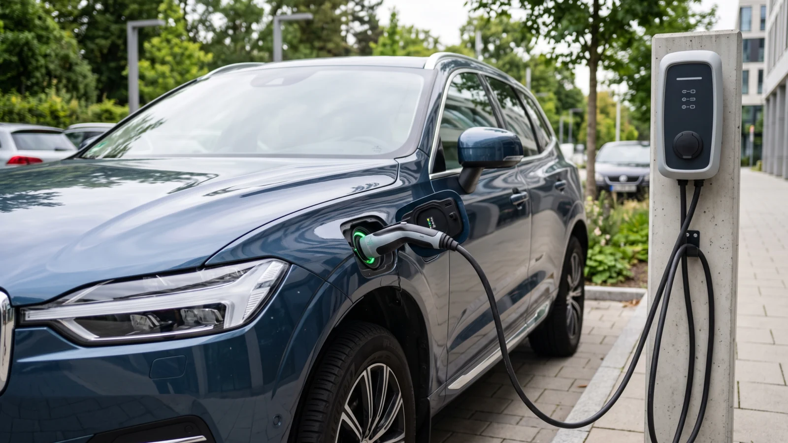 Geely Galaxy Cruiser 700 estreia na China como SUV híbrido plug-in 3 Conector de recarga ligado a um SUV em área externa